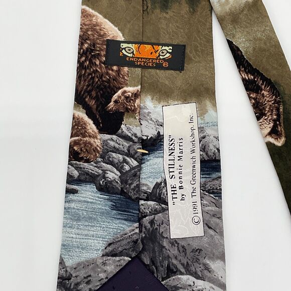 Greenwich Workshop 100%‎ Silk Bear NeckTie, Endangered Species by Bonnie Marris - Picture 5 of 5